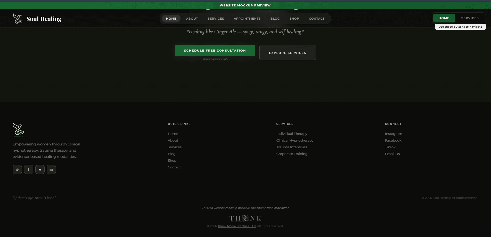 Soul Healing Website Footer